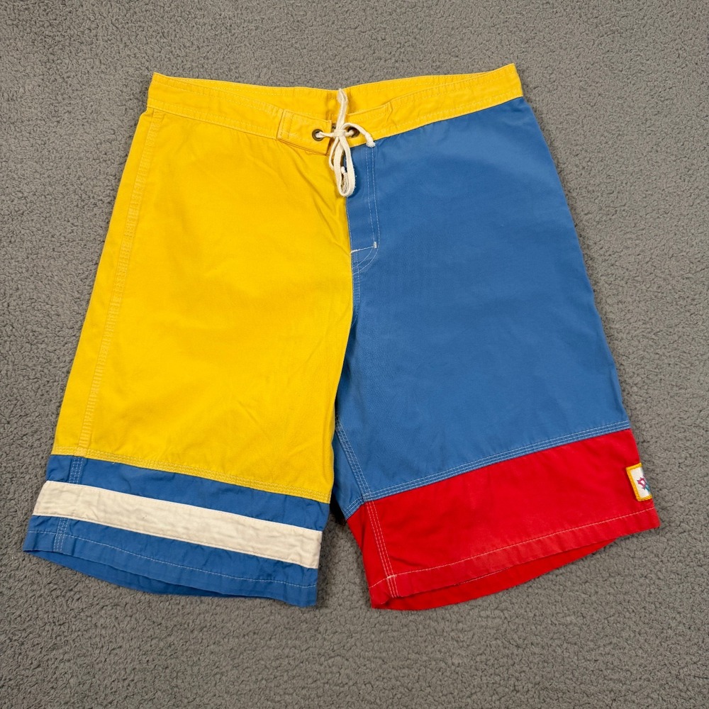 Vintage Billabong Board Shorts Mens 32 Colorblock Beach Surf 80s Drawstring